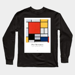 Composition with Red, Yellow, Blue, and Black with text by Mondrian Long Sleeve T-Shirt